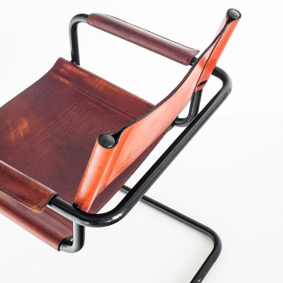 Silla voladiza modelo MG5 en edición de piel de Matteo Grassi. Italia, años 90. – Sillas de comedor, Iron (photo 8 of 15)