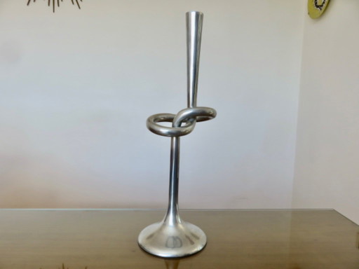 Grand bougeoir Kare design, fonte d'aluminium, 80's