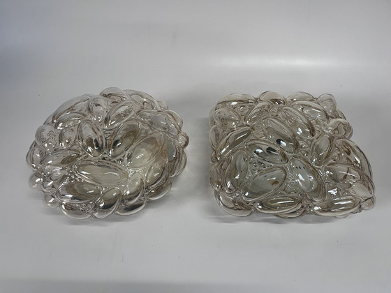 Image 1 of Vintage Amber Ceiling Lamp Wall Lamp Oblong Bubbles Helena Tynell Glashütte