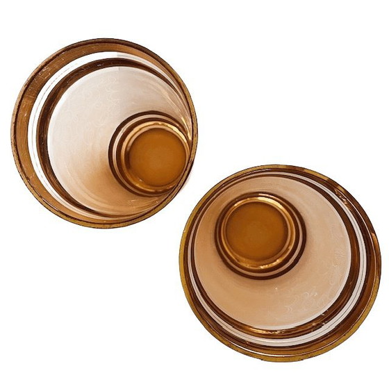 Image 1 of Par de jarrones De Rupel de cristal rosa bañados en oro, Art Déco de los años 30