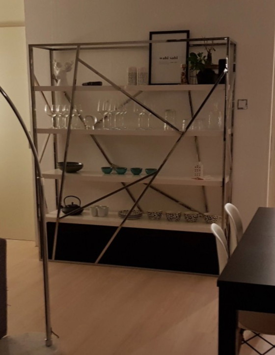 Image 1 of Stylish cabinet from Beliani in white with stainless steel frame