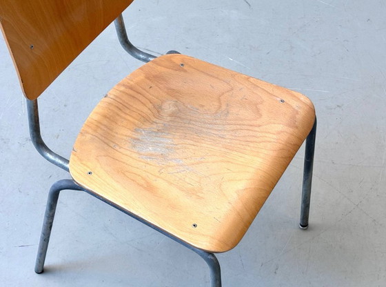 Image 1 of Set aus 6 Embru Stapelstühle aus Formsperrholz und Stahlrohr, Schweiz, 1950erJahre