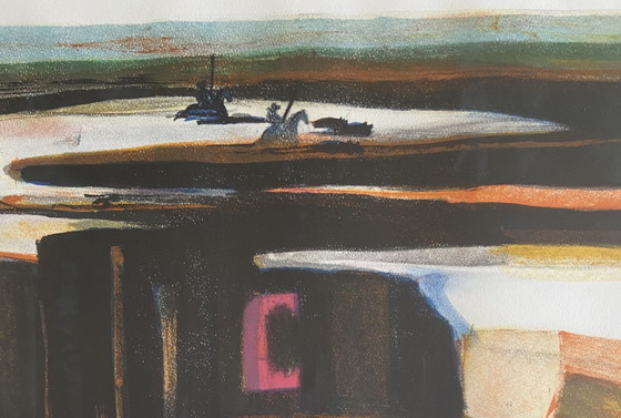 Image 1 of Lithografie van Georges Briata EA, Camargue Guardians & Horses, jaren 70
