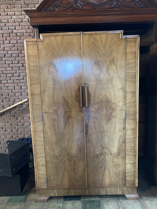 Art deco cabinet walnut book veneer