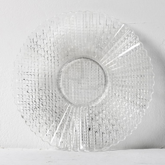 Image 1 of Servizio da tè in vetro trasparente di metà secolo / Decorazione con taglio a diamante / 4 tazze + 4 piattini / Italia / Anni '6