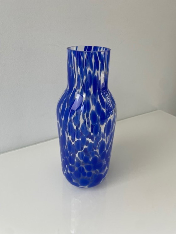 Image 1 of Mouth-blown designer carafe/vase sapphire blue – unique