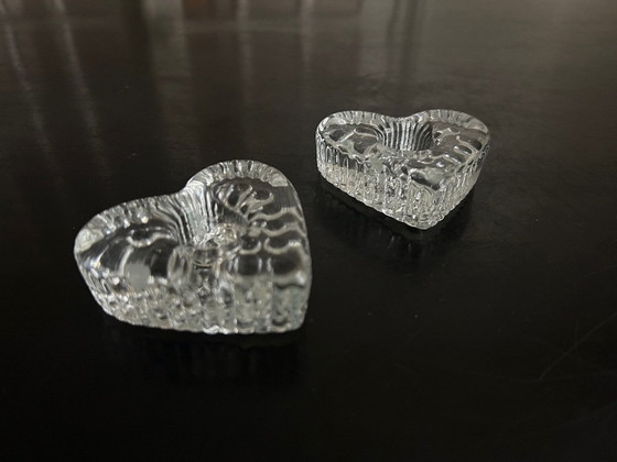 Image 1 of pair of heart candlesticks 1960