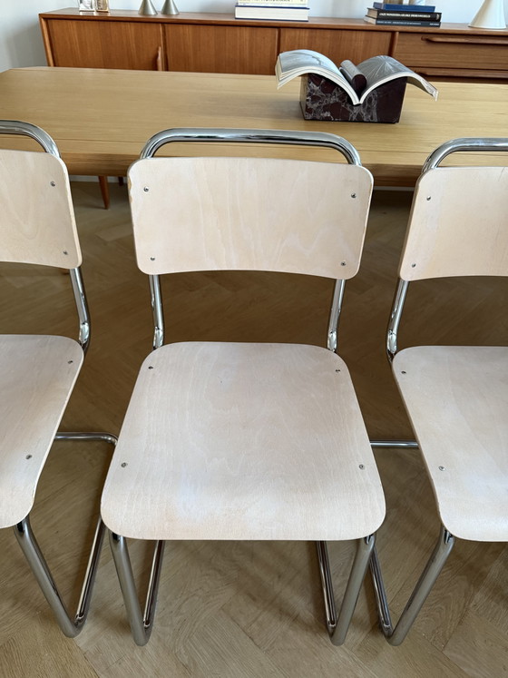 4x Gispen 101 Buisframe Stoelen – Eetkamerstoelen, Metal, Wood (photo 10 of 14)