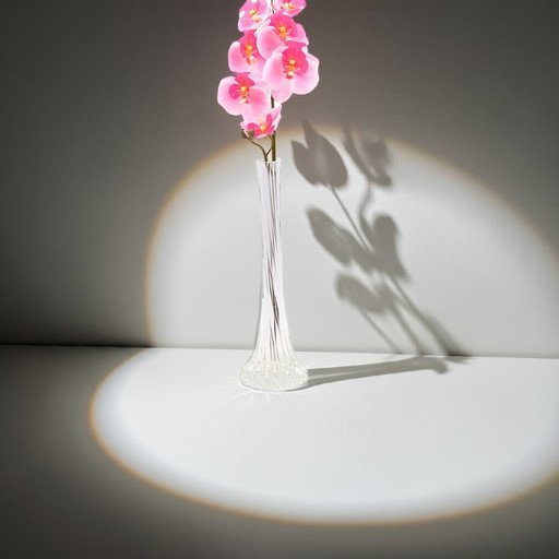 Transparent Solifleur vase - Vintage glass design, H 28.5cm