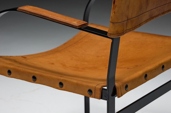 Image 1 of Cognacbruine leren fauteuil, België, jaren 60