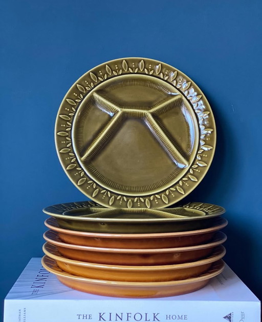 Sarreguemines set van 6 vintage fondue of gourmet borden