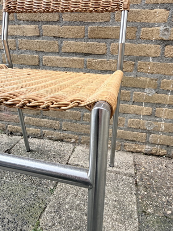 Martin Visser SE 05 | Vintage Design Stoel | Restauratieproject – Spectrum, Eetkamerstoelen, Chrome, Wicker (photo 8 of 10)
