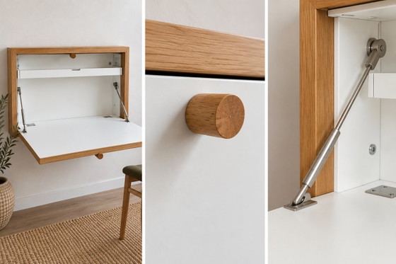Woodman Brenta Wall Desk / Wall Secretary – Oak & White – Metal (photo 4 of 5)