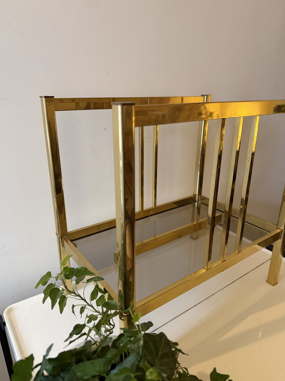 Hollywood Regency Magazine rack – Glass, Metal (photo 7 of 7)