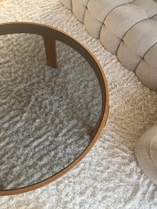 Teak coffee table - smoked glass vintage design
