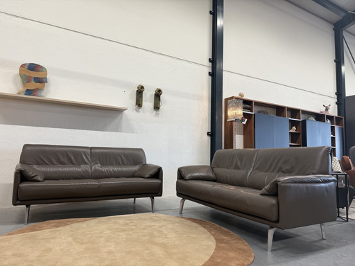 2 Divano Leolux Bora Balanza 2,5 Posti Senso Noce