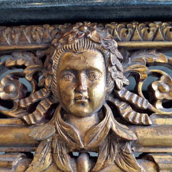 Image 1 of Console murale demi-lune de style baroque français avec plateau en marbre