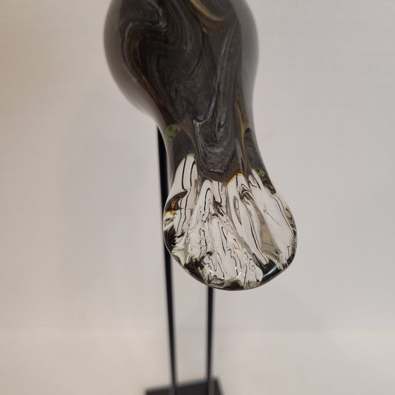 Image 1 of Sculpture “Dove”, blown glass, iron base, 2010s - France