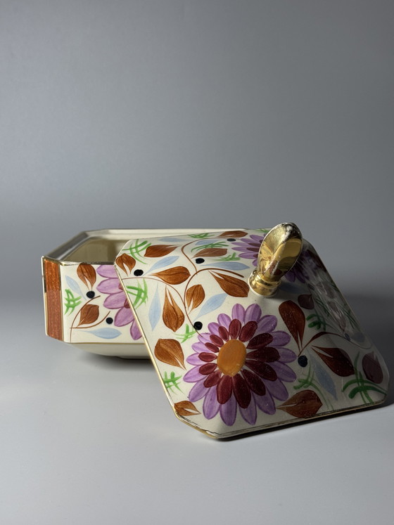 Image 1 of Boîte couverte Art Déco en céramique Boch Frères par Raymond Chevalier, Belgique, années 1930