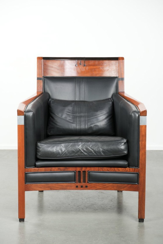 Image 1 of Fauteuil Schuitema en cuir noir style Art Déco, en bon état, de la série Decoforma