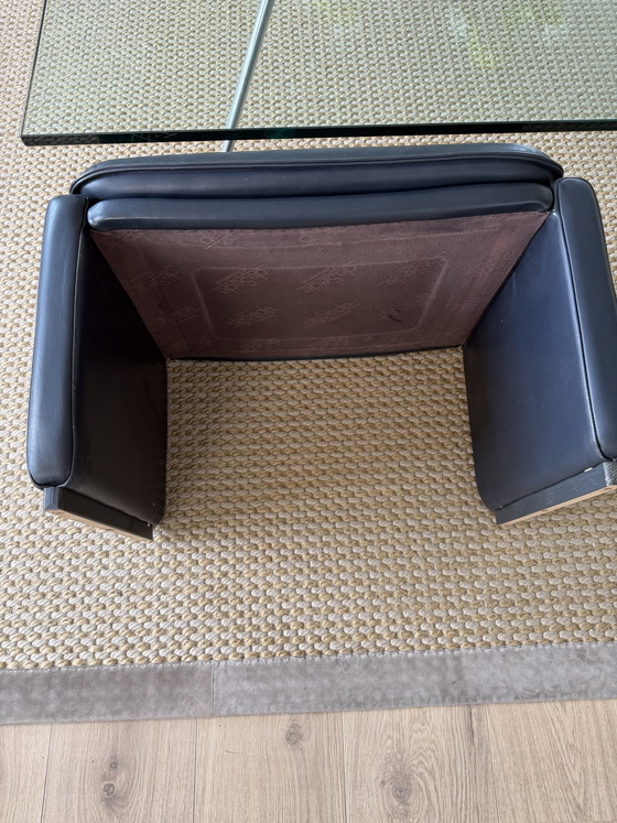 Tabouret et pouf en cuir bleu DeSede série DS – de Sede, Poufs & repose-pieds, Leather (photo 4 of 7)