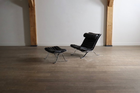 Arne Norell Ari Lounge Chair con Otomana Suecia 1966 – Sillones, Leather, Vintage (photo 7 of 14)