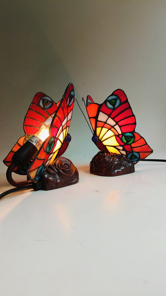 Image 1 of Mabrilux stained glass tiffany style butterfly lamp belgium