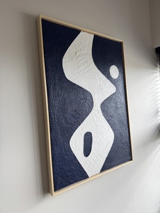 Silhouette di mezzanotte (50x70 cm) astratta blu e bianca – kunst, Wood, Canvas (photo 2 of 10)