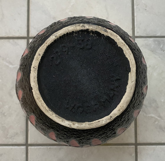 Image 1 of Vase en céramique rouge et noir de Scheurich Allemagne Modèle 279-38