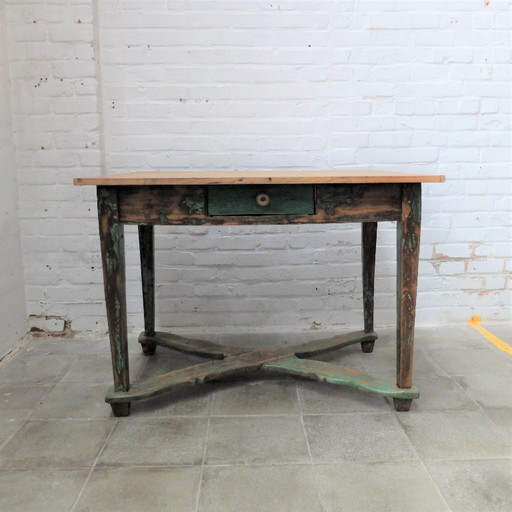 Kiefernholz-Bauernhaustisch aus den Karpaten