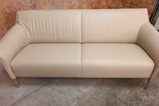 Image 1 of Leolux Mayon beige leather designer sofa