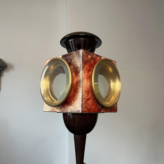 Oiseau Vloerlamp in gelakt rood geitenperkament van Aldo Tura, Italië, jaren 50 – Vloerlampen, Wood, Design (photo 4 of 19)
