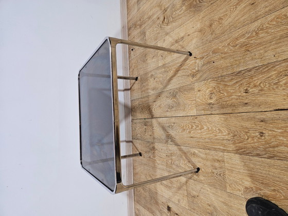 Mid-Century Modern Salontafel in chroom en rookglas, Italië, jaren 70 – Koffietafelboeken, Chrome (photo 5 of 19)