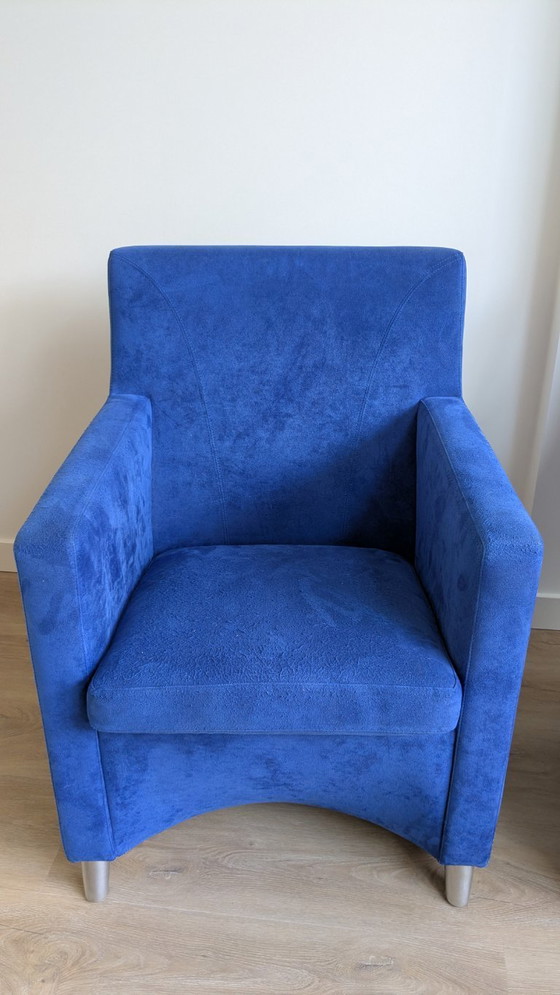 Image 1 of Leolux Dolcinea armchair - Suede cobalt blue - set of 2