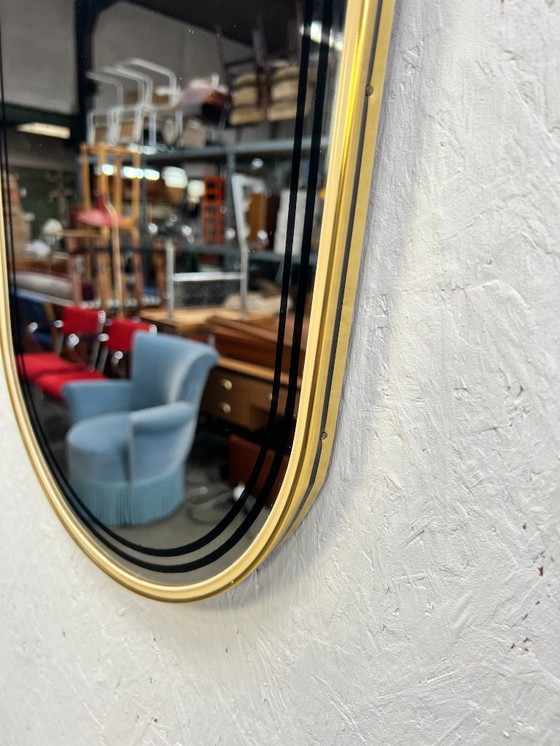 Image 1 of Specchio vintage con bordo dorato, anni '60