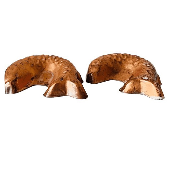 Image 1 of Ensemble de moules à gâteaux en cuivre en forme de poisson, années 1960