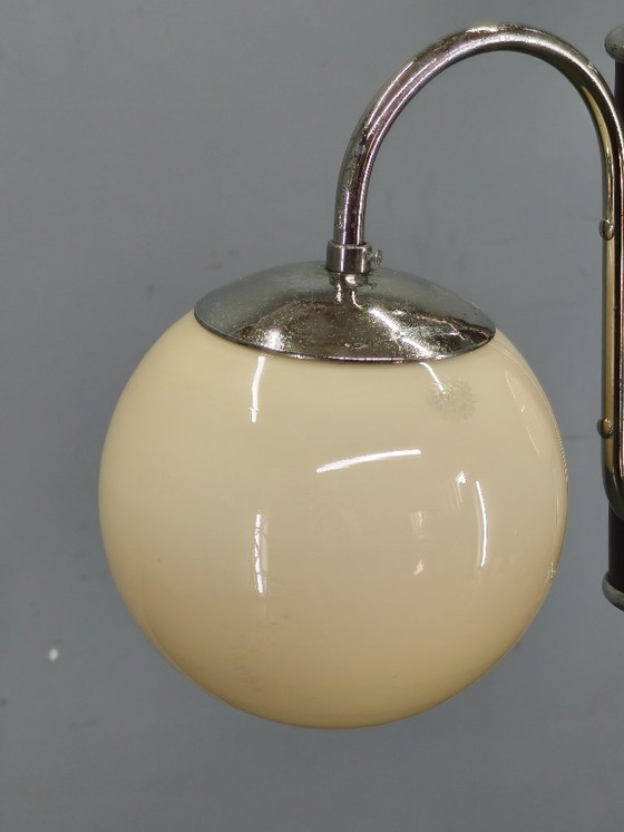 Image 1 of Tsjechische art-deco kroonluchter van chroom en glas, jaren 1930