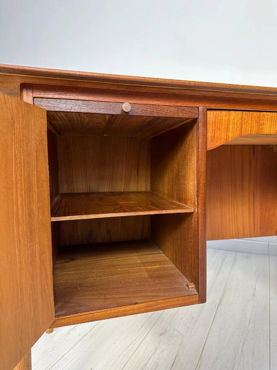 Image 1 of Vintage Curved Danish Teak Writing Desk, Mid-Century Modern Design, 1960s