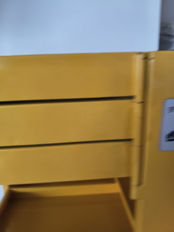 Image 1 of Rare Vintage Metal Bieffe Padova Architect's Trolley (1970s) – Bright Yellow with Key!