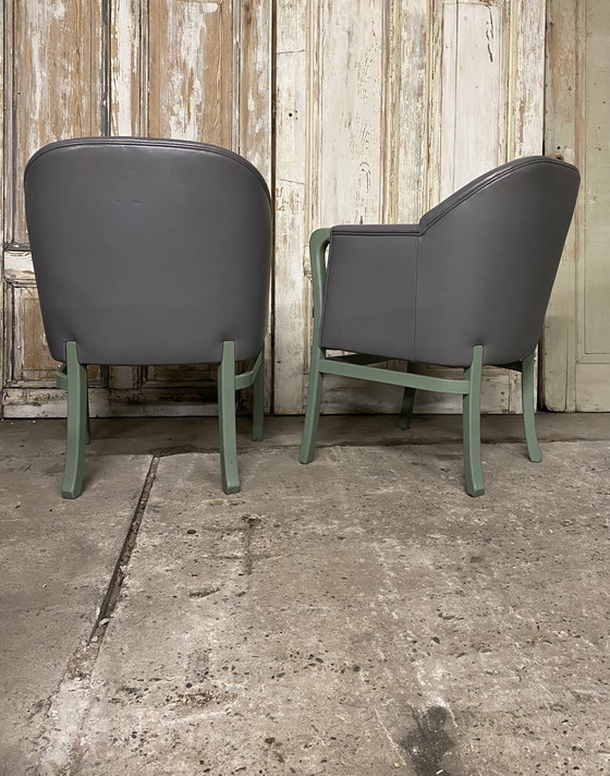 Image 1 of Sei poltrone di design italiano, metà secolo, in pelle grigia.