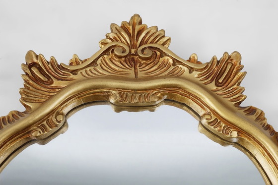 Image 1 of Specchio dorato in stile barocco di metà secolo, Francia, anni '50