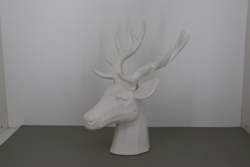 Buste de cerf en céramique blanche / Tête de cerf (36 cm) – decoratieve objecten, Other