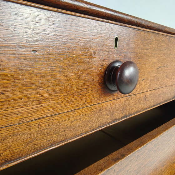Image 1 of Victorian oak chest of drawers, circa 1860-1880.