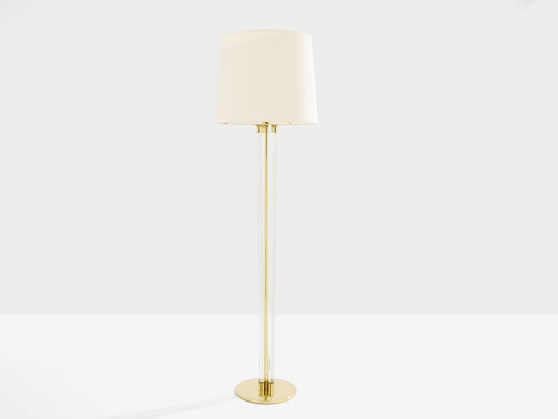 Jacques Adnet modernist lucite brass floor lamp 1950s