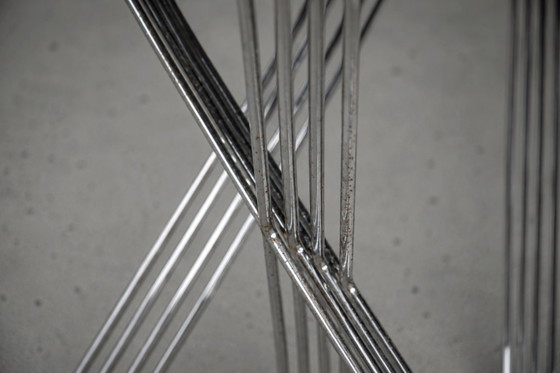 Image 1 of Vintage minimalistische metalen X-Line stoelen van Niels Jørgen Haugesen voor Hybodan, jaren 70, set van 4