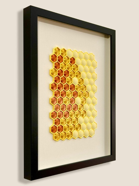 Image 1 of 3D Printed Honeycomb Wall Art, Modern Geometric Framed Decor