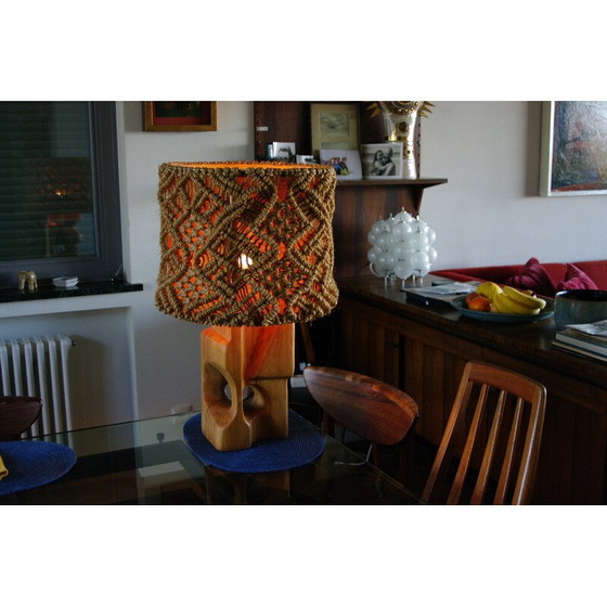 Image 1 of Vintage elm and rope lamp, 1960