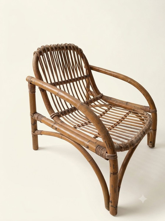 Image 1 of Poltroncina in bambù di giunco vintage - anni 70 made in Italy