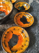 Vintage ceramic serving set 70s – orange/brown Fat Lava style