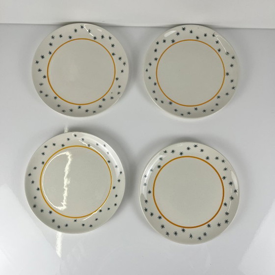 Image 1 of Set van 4 GIEN dessertborden, Primefleur creatie, model "Constellation", 1950